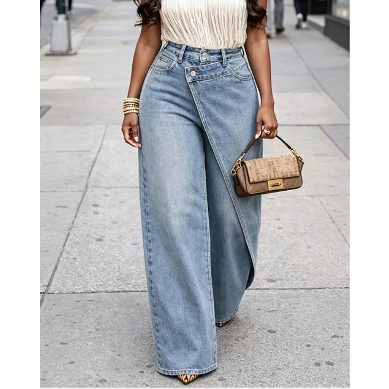 Women Jeans Vintage Distressed Denim Wide Leg Pants Pockets Button Low Waist Trousers 2025 Autumn Female Streetwear Denims
Women Jeans Vintage Distressed Denim Wide Leg Pants Pockets Button Low Waist Trousers 2025 Autumn Female Streetwear Denims