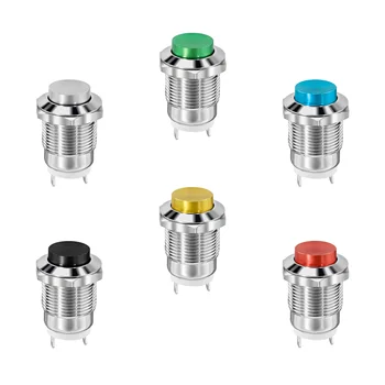 금속 푸시 단추 스위치 하이 헤드, 순간 자기 리셋 용접 피트, 1NO, 12mm, 6 개