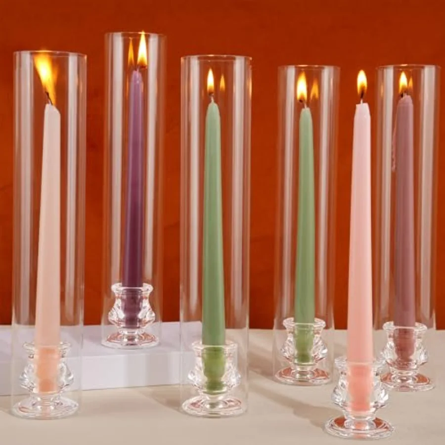 Hurricane Glass Candle Holders Set of Candlestick Holders for Taper Candle with 11.8" Tall Windproof Cylinder Covers Candle Sta
Hurricane Glass Candle Holders Set of Candlestick Holders for Taper Candle with 11.8" Tall Windproof Cylinder Covers Candle Sta