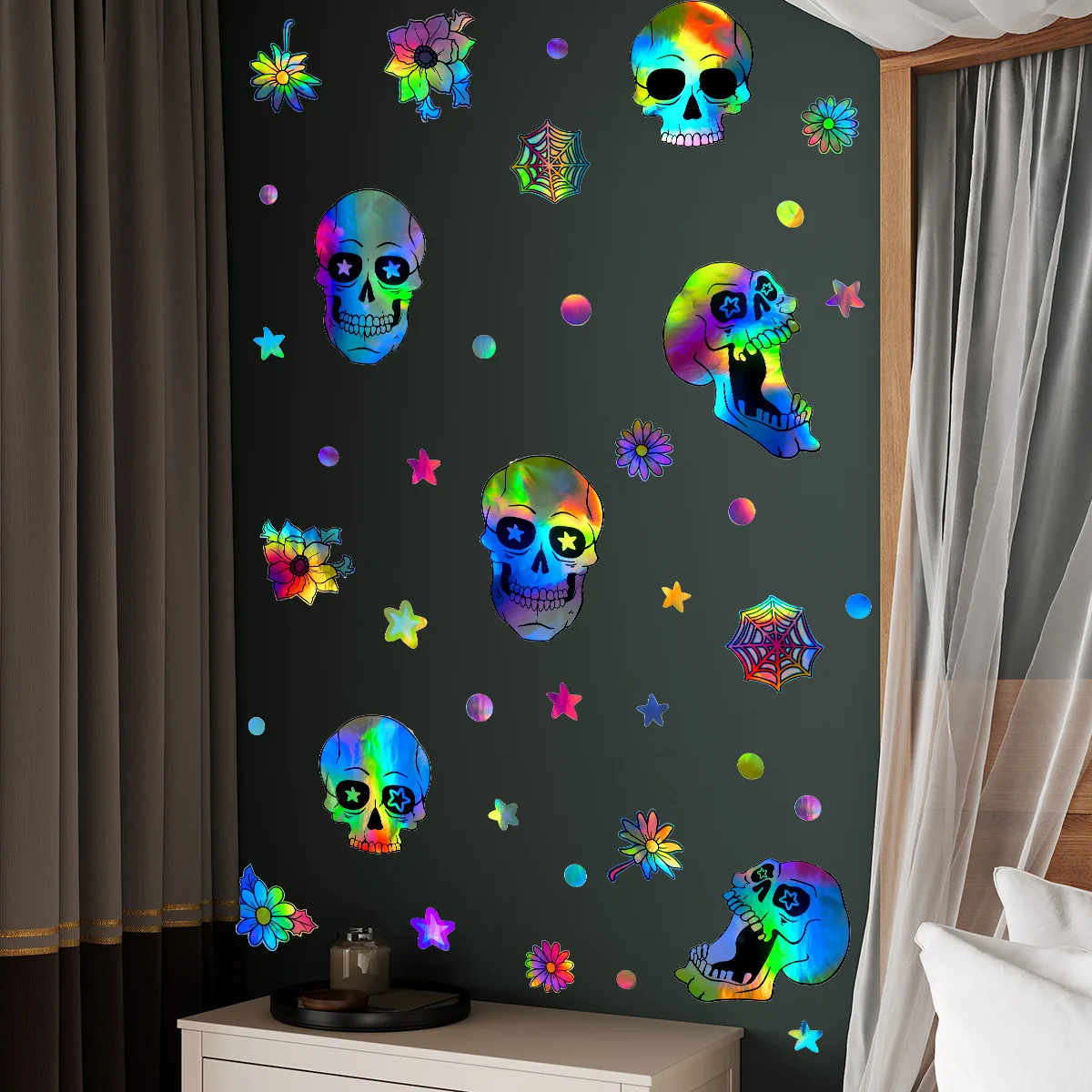 Ombre Glow Skull Wall Decals - Color-Shifting Halloween Florals for Spooky Home Decor
Ombre Glow Skull Wall Decals - Color-Shifting Halloween Florals for Spooky Home Decor