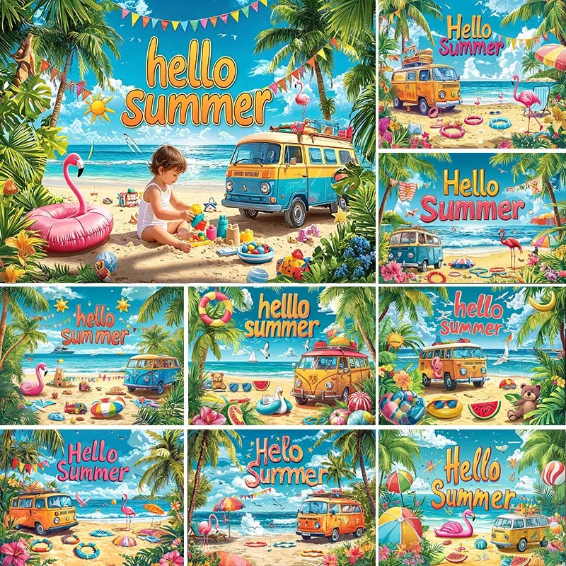 LS Summer Beach Backdrops For Photography Sunset Sandcastle Surfboard Decor Prop Kids Birthday Cake Smash Background
LS Summer Beach Backdrops For Photography Sunset Sandcastle Surfboard Decor Prop Kids Birthday Cake Smash Background