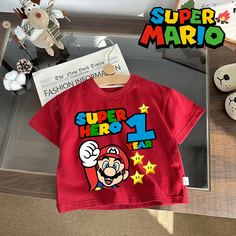 Super Marios Bros Kids Birthday Number T-Shirt Boys Clothes Red Short Sleeve Clothing Toddler Cotton Tee Summer Anime Child Tops
Super Marios Bros Kids Birthday Number T-Shirt Boys Clothes Red Short Sleeve Clothing Toddler Cotton Tee Summer Anime Child Tops