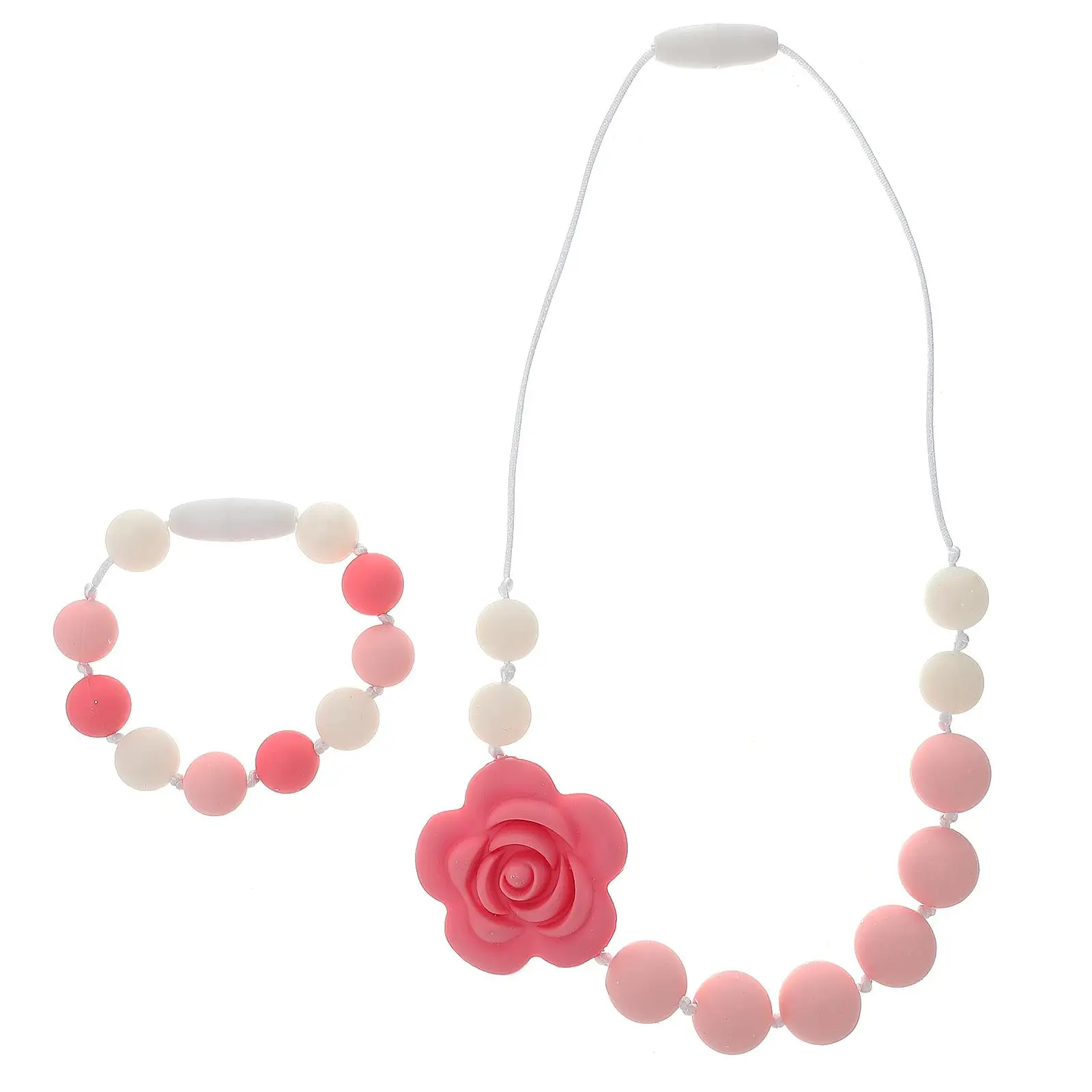 2 Pcs Silicone Teether Molar Newborn Chew Necklace Bracelet Soft Flexible Baby Silica Gel Toddler Teething Necklace for Baby
2 Pcs Silicone Teether Molar Newborn Chew Necklace Bracelet Soft Flexible Baby Silica Gel Toddler Teething Necklace for Baby