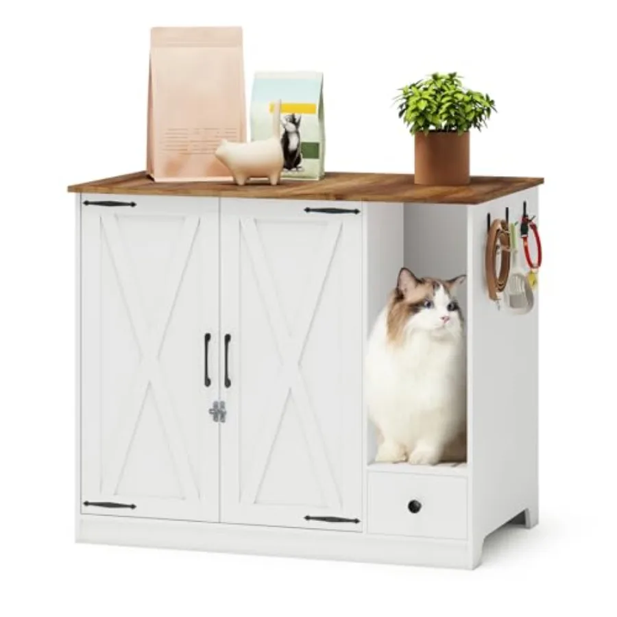 Tall Cat Litter Enclosure Cabinet with Double Doors and Pull-Out Drawer for Self-Cleaning Litter Boxes in Modern Grey Hidden Fu
Tall Cat Litter Enclosure Cabinet with Double Doors and Pull-Out Drawer for Self-Cleaning Litter Boxes in Modern Grey Hidden Fu