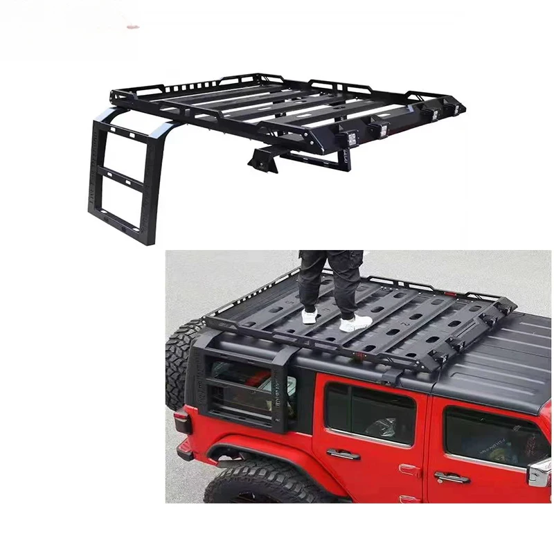 2/4-Door LED Light Iron Roof Rack for Wrangler JK JL JT BJ40 Climbing Ladder Cargo Basket Steel Material
2/4-Door LED Light Iron Roof Rack for Wrangler JK JL JT BJ40 Climbing Ladder Cargo Basket Steel Material