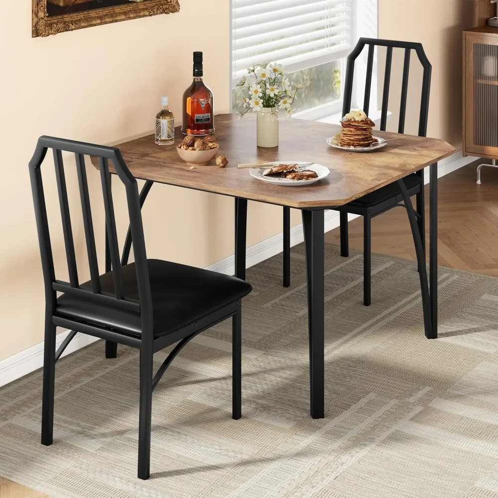 Dining Table Set for 2, Kitchen Table and Chairs for 2 with with Chamfer Design, 3 Piece Dining Room Table Set with Cushion Sea
Dining Table Set for 2, Kitchen Table and Chairs for 2 with with Chamfer Design, 3 Piece Dining Room Table Set with Cushion Sea
