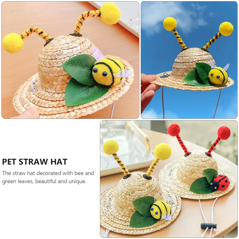 Pet Straw Hat Bee Decor Adjustable Summer Sun Cap Daily Birthday Party Photo Prop Pet Straw Hat Cat Sunhat Spring Cap 
Pet Straw Hat Bee Decor Adjustable Summer Sun Cap Daily Birthday Party Photo Prop Pet Straw Hat Cat Sunhat Spring Cap