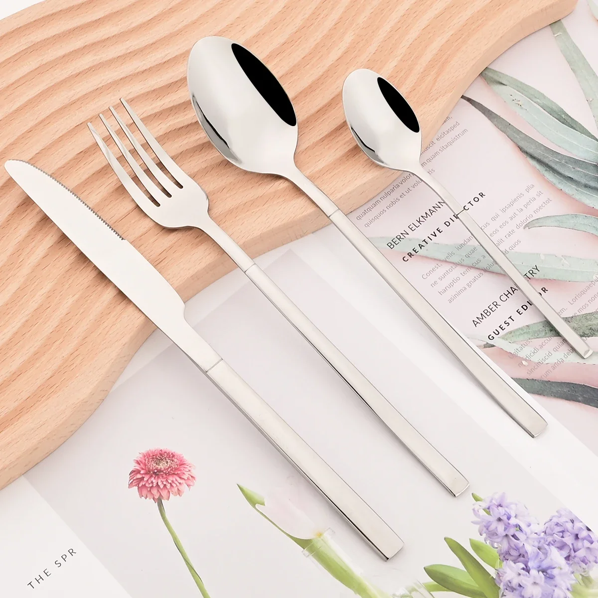 24Pcs Silver Dinnerware Tableware Set Knife Fork Coffee Spoon Cutlery Set Stainless Steel Flatware Western Kitchen Silverware
24Pcs Silver Dinnerware Tableware Set Knife Fork Coffee Spoon Cutlery Set Stainless Steel Flatware Western Kitchen Silverware