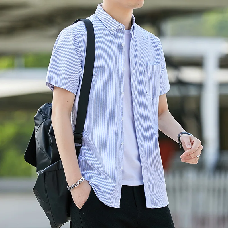 Half Sleeve Shirt Men Slim 100% Cotton Pure Color Stripe Shirts Casual Short Sleeve Shirts for Men Single Pocket Men's Shirts
Half Sleeve Shirt Men Slim 100% Cotton Pure Color Stripe Shirts Casual Short Sleeve Shirts for Men Single Pocket Men's Shirts