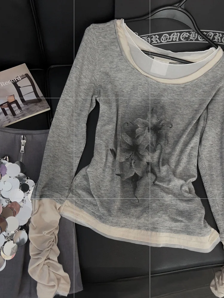 Women's Long Sve T-irt Top Layered Print Design round Ne Base irt Casual Sle Straight Cut Summer Faion 8-35 Years
Women's Long Sve T-irt Top Layered Print Design round Ne Base irt Casual Sle Straight Cut Summer Faion 8-35 Years