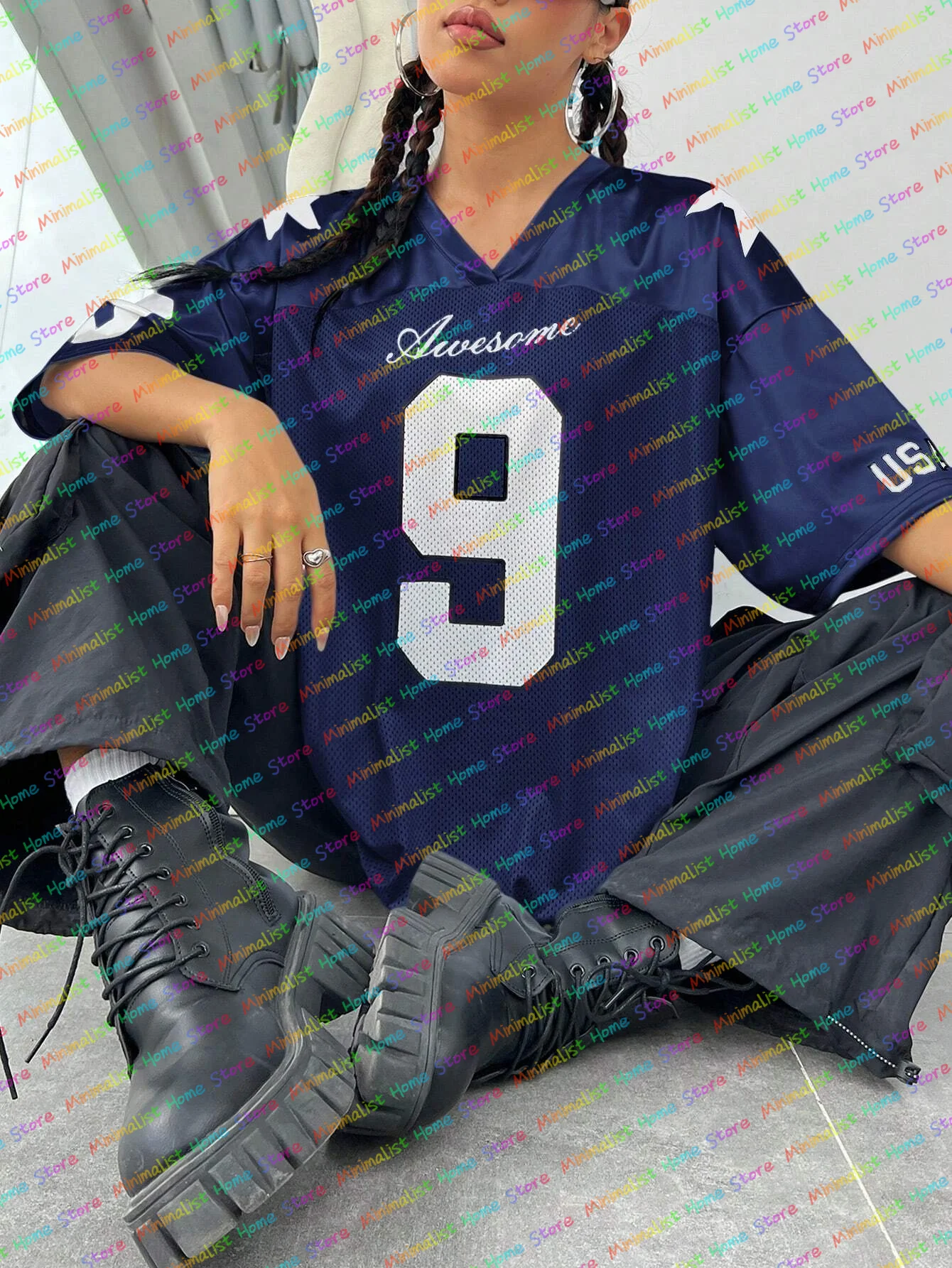 2025 Summer New Retro No.9 Printed T-Shirt For Women V-Neck Short Sleeve Sports Football Jersey Y2K Loose Oversized Tops
2025 Summer New Retro No.9 Printed T-Shirt For Women V-Neck Short Sleeve Sports Football Jersey Y2K Loose Oversized Tops