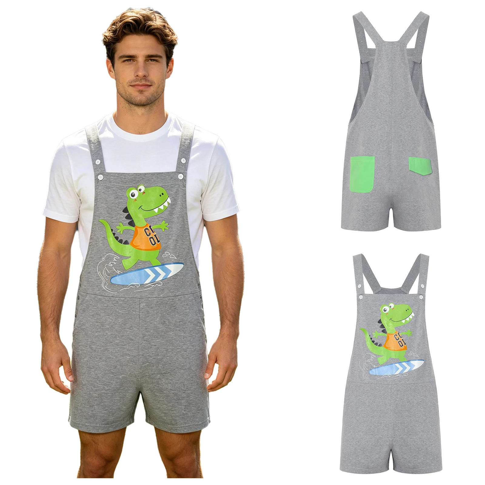 Men Cartoon Dinosaur Printed Overalls Pajamas Back Color Blocking Pockets Adjustable Straps Bib Shorts Rompers Sleepwear
Men Cartoon Dinosaur Printed Overalls Pajamas Back Color Blocking Pockets Adjustable Straps Bib Shorts Rompers Sleepwear