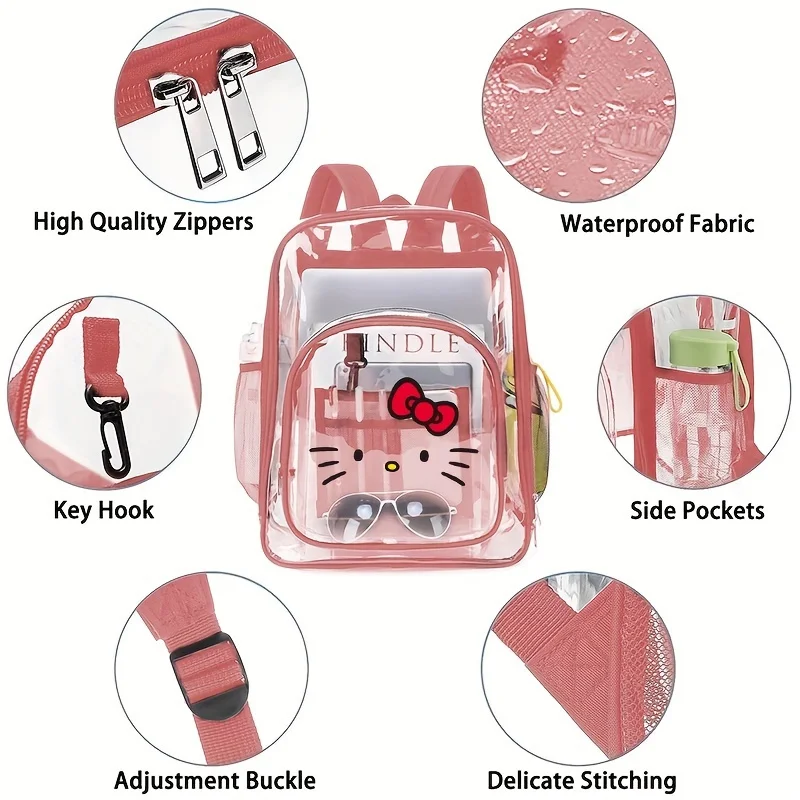Sanrio Hello Kitty Transparent Backpack Adjustable Shoulder Straps Kindergarten Children Anime Travel Bag Waterproof Transparent
Sanrio Hello Kitty Transparent Backpack Adjustable Shoulder Straps Kindergarten Children Anime Travel Bag Waterproof Transparent