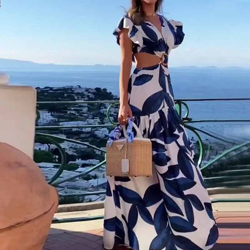 Women's V-Neck Printed Dress Flower Print New Casual Ruffled Short Sleeves Long Dress Swing Bohemian Retro Dress Women Clothing
Women's V-Neck Printed Dress Flower Print New Casual Ruffled Short Sleeves Long Dress Swing Bohemian Retro Dress Women Clothing