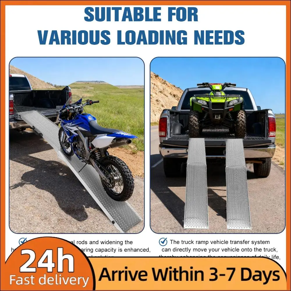 2Pcs 85inch Aluminum Folding Loading Ramps with Handle Motorcycle Ramp for Pickup Trucks Motorcycle Lawn Mower
2Pcs 85inch Aluminum Folding Loading Ramps with Handle Motorcycle Ramp for Pickup Trucks Motorcycle Lawn Mower