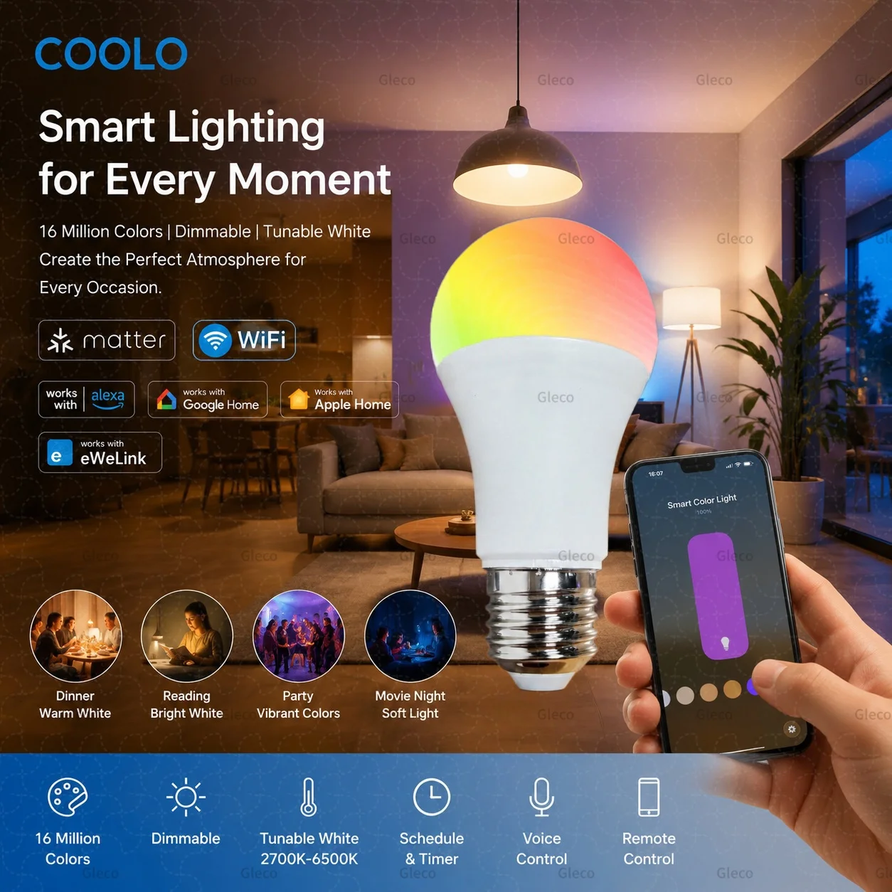 Ewelink Matter Wifi Smart Bulb E27 LED Light Lamps RGB+WW+CW GU10 E14 Smart Lamps 110V 220V Lighting Bulbs For Alexa Google
Ewelink Matter Wifi Smart Bulb E27 LED Light Lamps RGB+WW+CW GU10 E14 Smart Lamps 110V 220V Lighting Bulbs For Alexa Google