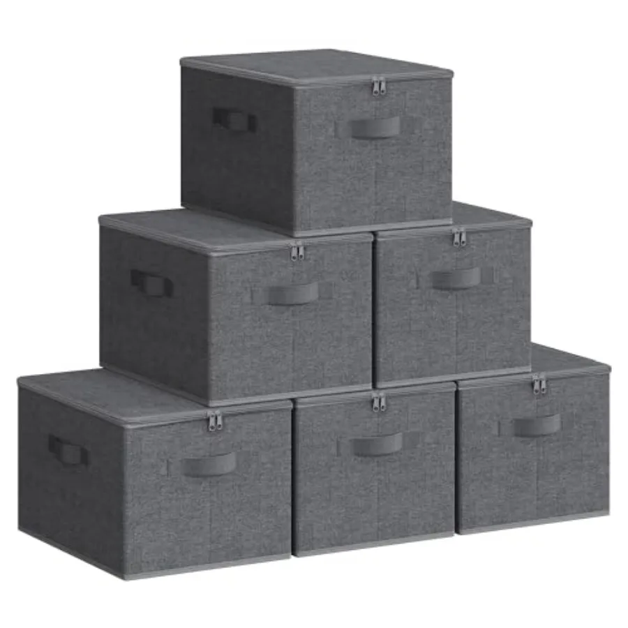 Foldable Storage Organizer Boxes Set of 6 Storage Basket Bins with Lids Handles Clothes Organizer 15.7 x 11.8 x 9.8 Inch Non-Wo
Foldable Storage Organizer Boxes Set of 6 Storage Basket Bins with Lids Handles Clothes Organizer 15.7 x 11.8 x 9.8 Inch Non-Wo