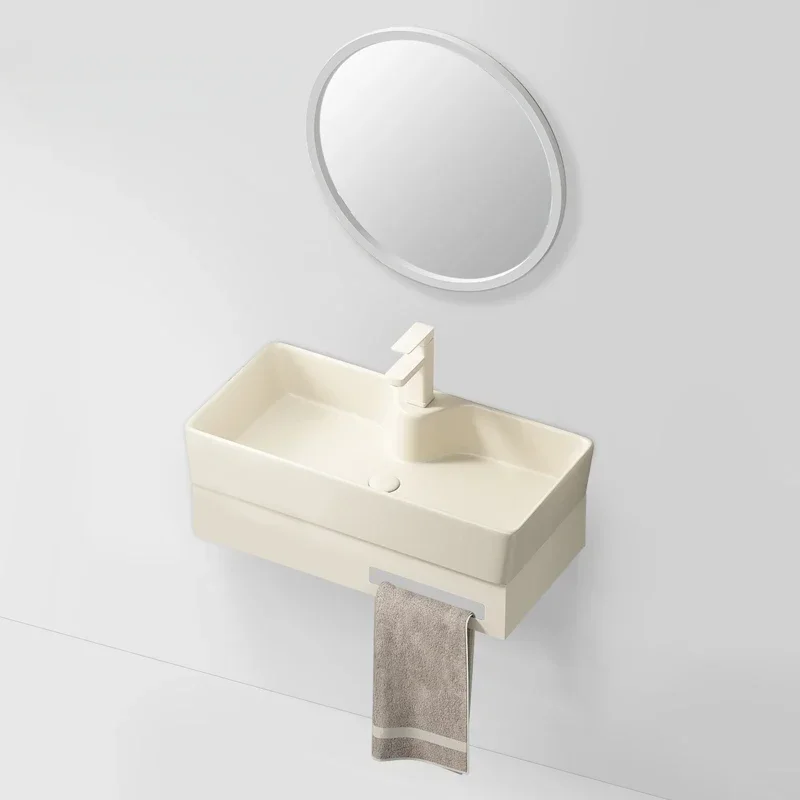 Cream wash basin Wall-mounted integrated ceramic washbasin Small apartment stainless steel washbasin
Cream wash basin Wall-mounted integrated ceramic washbasin Small apartment stainless steel washbasin