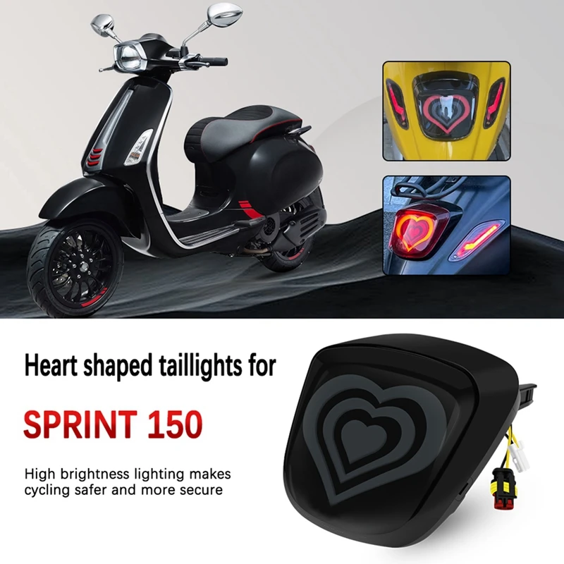Motorcycle LED Taillight Assembly Heart Turn Signal Light Rear Warning Lamp For Vespa Sprint Primavera 150
Motorcycle LED Taillight Assembly Heart Turn Signal Light Rear Warning Lamp For Vespa Sprint Primavera 150