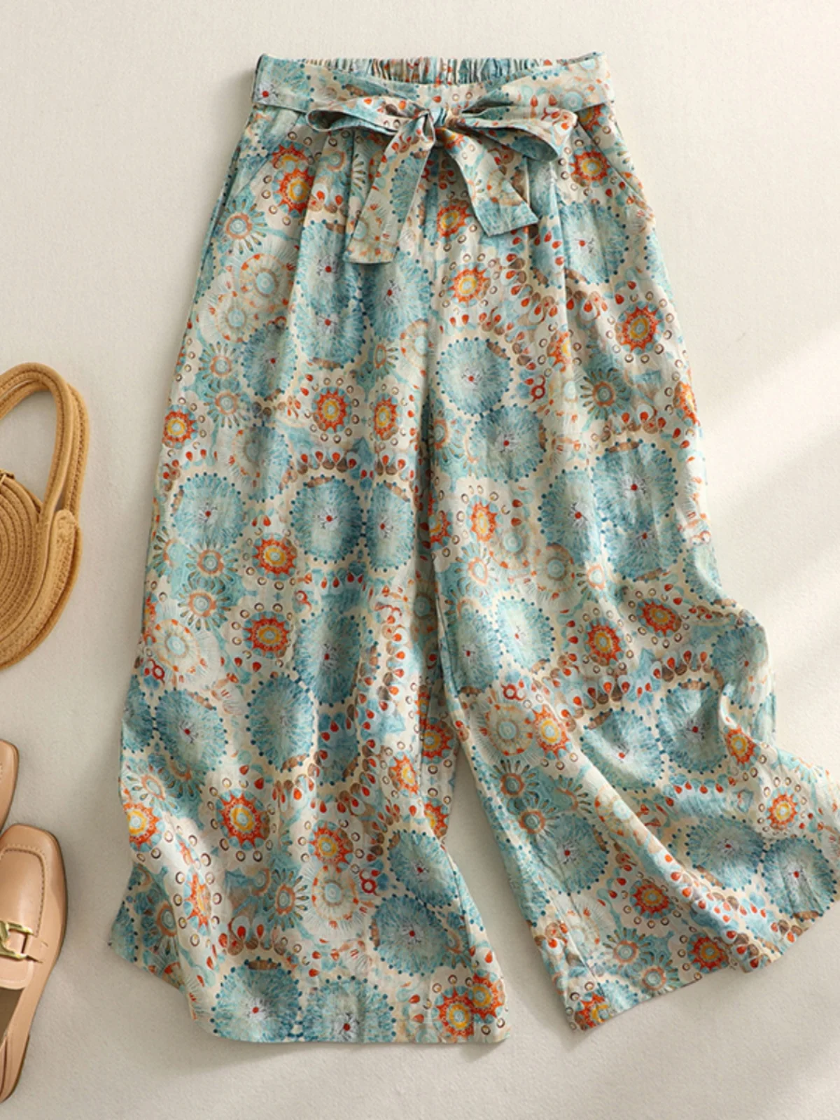 Casual Cotton Linen Wide Leg Pants Women's plus Size Trousers with Bow Tie Floral Print Summer Commute Sle Artistic Loose Fit
Casual Cotton Linen Wide Leg Pants Women's plus Size Trousers with Bow Tie Floral Print Summer Commute Sle Artistic Loose Fit