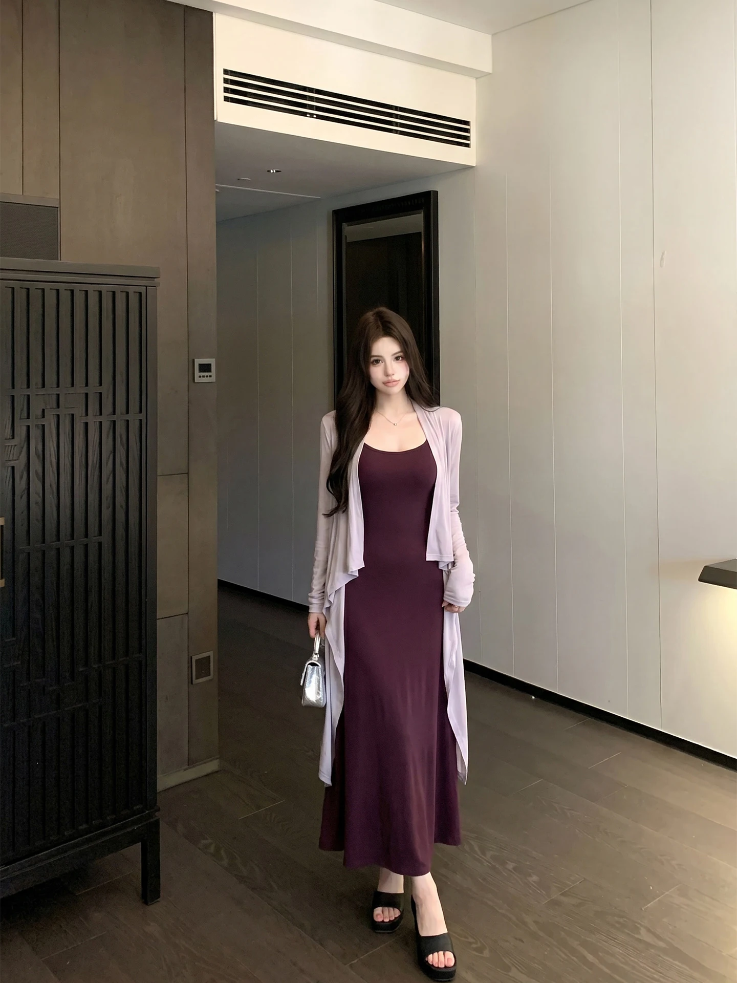 Asymmetric Design Light Maturity Style Women's Two-Piece Set with Open Cardigan And Midi Dress Summer Slimming Wrap Dress
Asymmetric Design Light Maturity Style Women's Two-Piece Set with Open Cardigan And Midi Dress Summer Slimming Wrap Dress