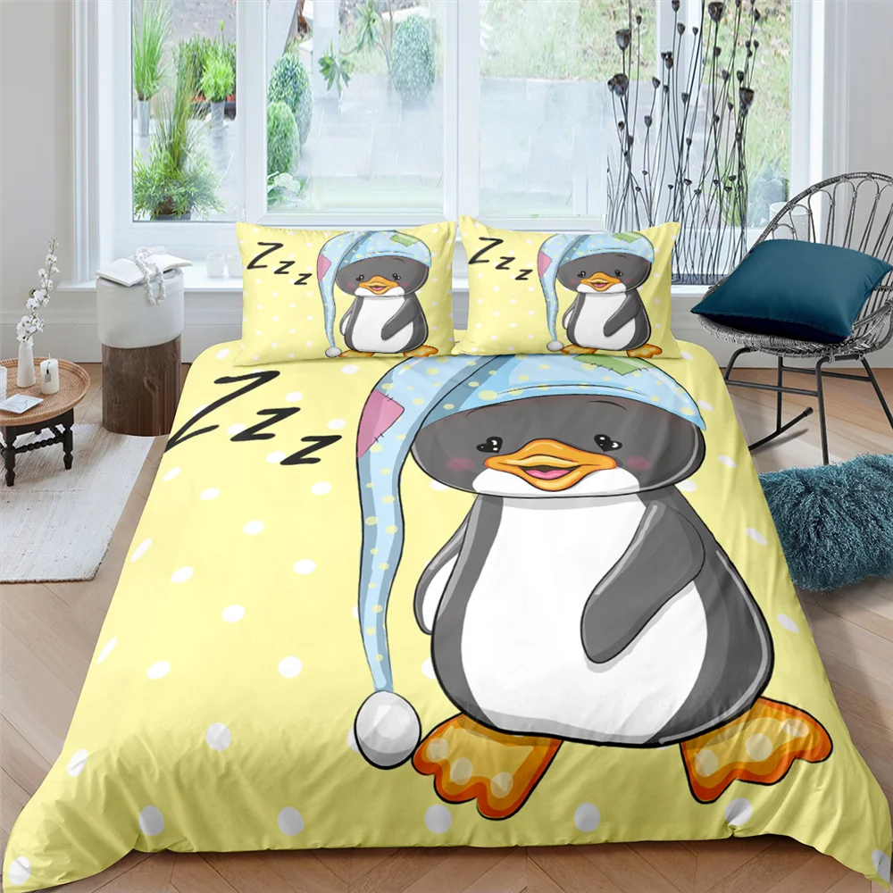 Cartoon Penguin King Queen Duvet Cover Cute Animals Bedding Set For Kids Boys Girls Wildlife Yellow 2/3pcs Quilt Cover
Cartoon Penguin King Queen Duvet Cover Cute Animals Bedding Set For Kids Boys Girls Wildlife Yellow 2/3pcs Quilt Cover