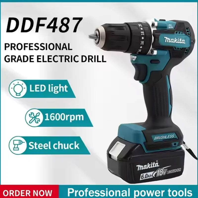 Original. Makita.DDF487.Cordless. Driver Drill Brushless Electric Impact Screwdriver Rechargeable Power Tool 18V With battery
Original. Makita.DDF487.Cordless. Driver Drill Brushless Electric Impact Screwdriver Rechargeable Power Tool 18V With battery