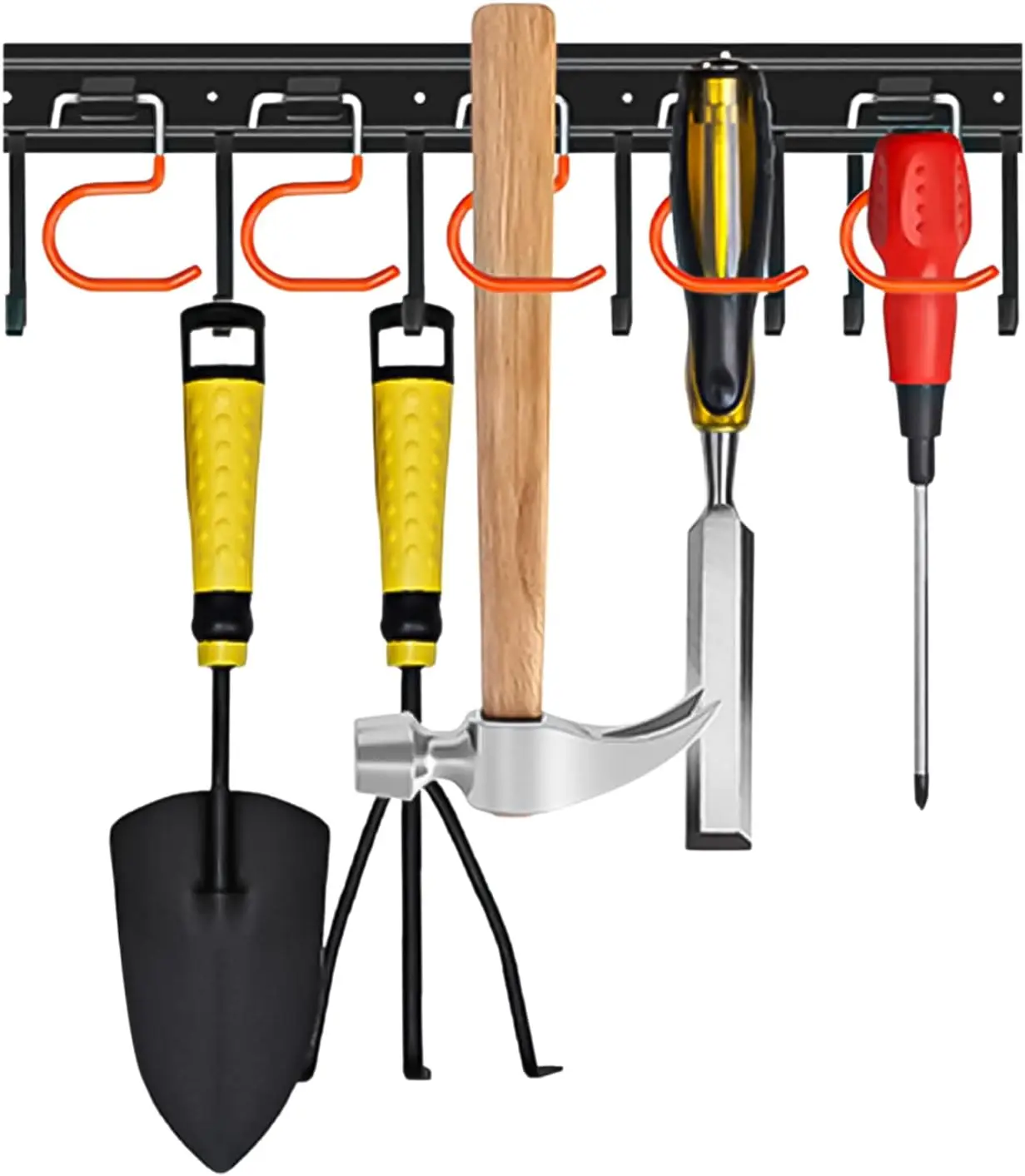 17'' All Metal Garden Tool Organizer, Adjustable Wall Mount with Heavy Duty Hooks for Garage, Shed, Garden Storage
17'' All Metal Garden Tool Organizer, Adjustable Wall Mount with Heavy Duty Hooks for Garage, Shed, Garden Storage
