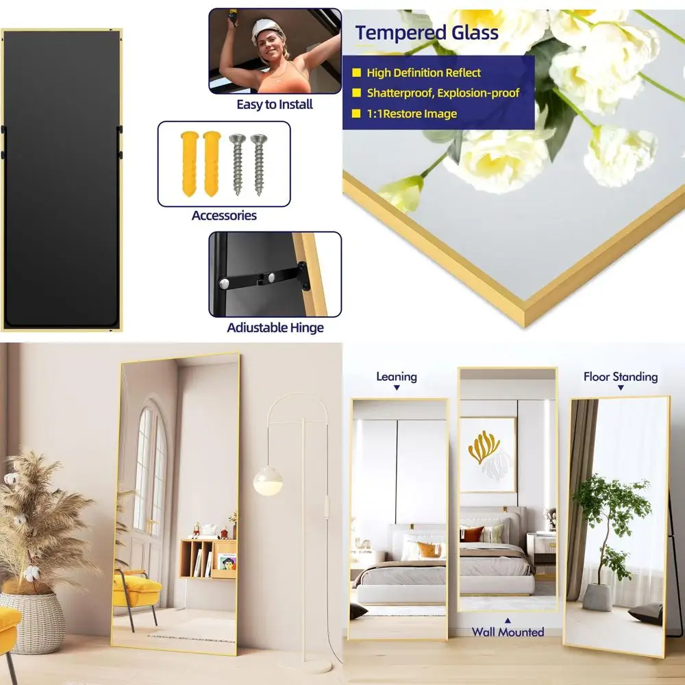71 x 32 Large Wall Mirror - High Definition Tempered Glass, Sleek Design, Decorative Gold Frame
71 x 32 Large Wall Mirror - High Definition Tempered Glass, Sleek Design, Decorative Gold Frame