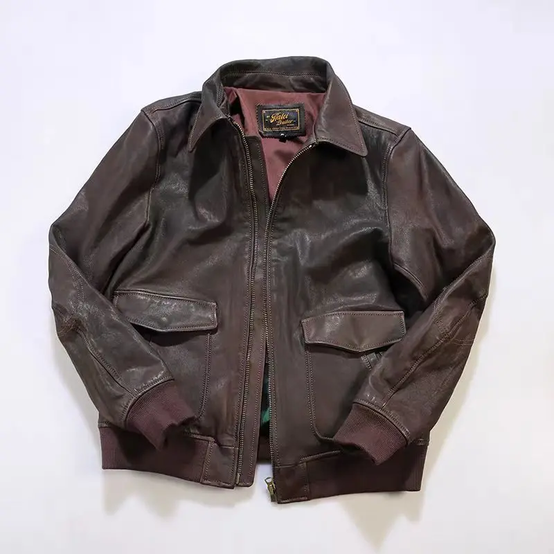 Dark Brown Winter Leather Jacket Men Retro Vintage Style Plus Size 5XL Genuine Natural Sheepskin A2 Flight Leather Coat
Dark Brown Winter Leather Jacket Men Retro Vintage Style Plus Size 5XL Genuine Natural Sheepskin A2 Flight Leather Coat