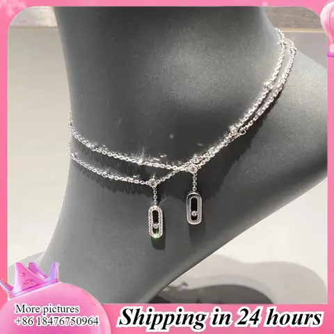 925 Sterling Silver Classic Fashion Sexy Anklet for Women with Moving Diamonds – Luxury Jewelry Gift