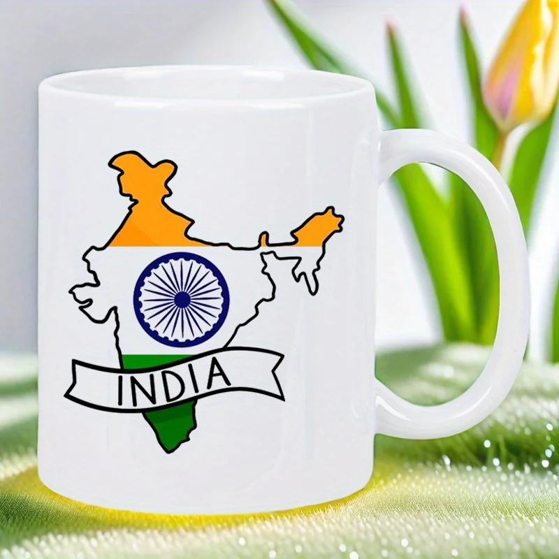 Patriotic India Flag Ceramic Mug - White with Orange, White & Green Design, Hand-Wash Only, Perfect Gift for Coffee & Tea Lovers
Patriotic India Flag Ceramic Mug - White with Orange, White & Green Design, Hand-Wash Only, Perfect Gift for Coffee & Tea Lovers
