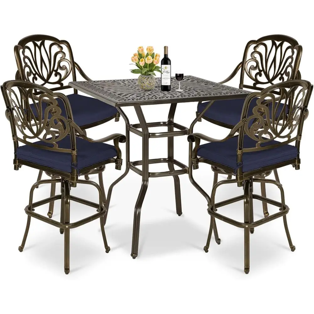 All-Weather 5-Piece Swivel Bar Set with Cushions and Umbrella Hole
All-Weather 5-Piece Swivel Bar Set with Cushions and Umbrella Hole