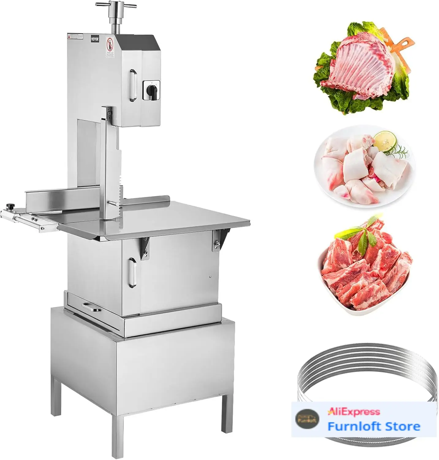 Commercial Electric Meat Bandsaw, 2200W Stainless Steel Vertical Bone Sawing Machine, Workbeach 24.4" x 20.5", 0.16-8.7 Inch Cut
Commercial Electric Meat Bandsaw, 2200W Stainless Steel Vertical Bone Sawing Machine, Workbeach 24.4" x 20.5", 0.16-8.7 Inch Cut