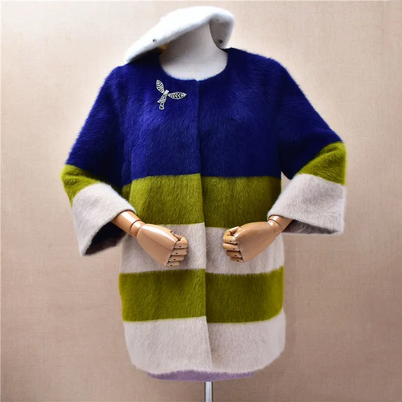 Женский осенне-зимний кардиган-свитер из ворсистого кашемира с полосками, вязаный, с рукавом три четверти, свободного кроя
Женский осенне-зимний кардиган-свитер из ворсистого кашемира с полосками, вязаный, с рукавом три четверти, свободного кроя