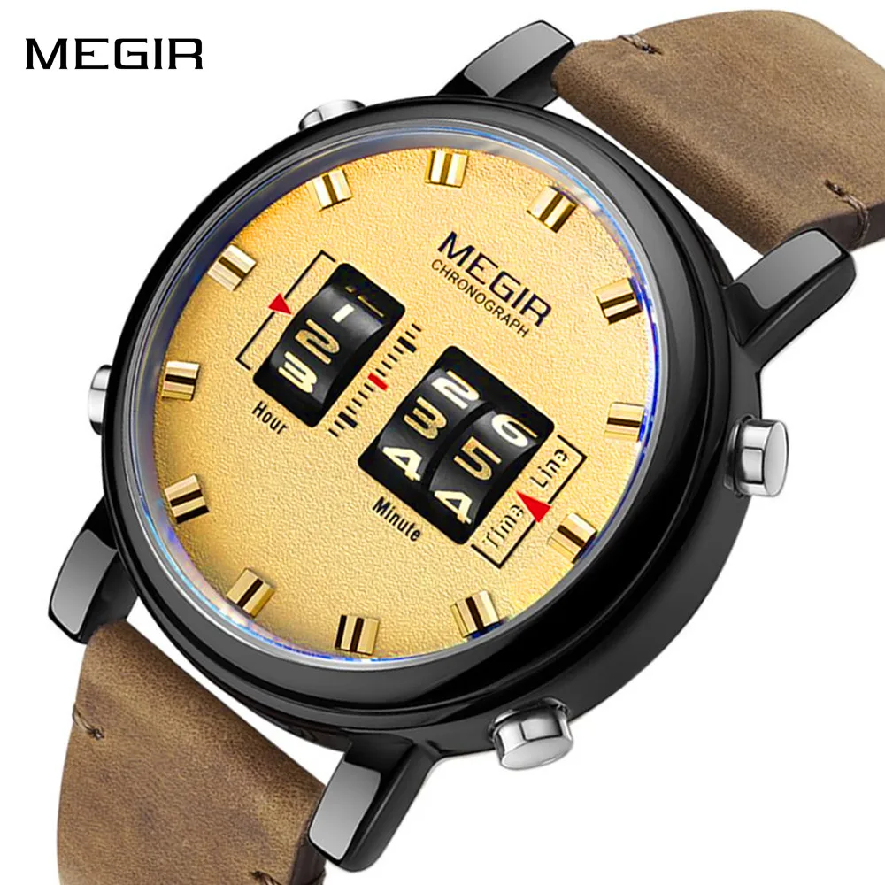 MEGIR Roller Digital Dial Wristwatch 45mm Quartz Movement Men's Sport Watch 3ATM Waterproof Leather Strap Watches Reloj Hombre
MEGIR Roller Digital Dial Wristwatch 45mm Quartz Movement Men's Sport Watch 3ATM Waterproof Leather Strap Watches Reloj Hombre