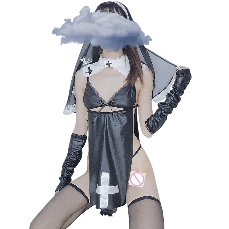 Sexy lingerie sexy role play nun uniform couple flirting game dress hollow out black Halloween themed uniform
Sexy lingerie sexy role play nun uniform couple flirting game dress hollow out black Halloween themed uniform