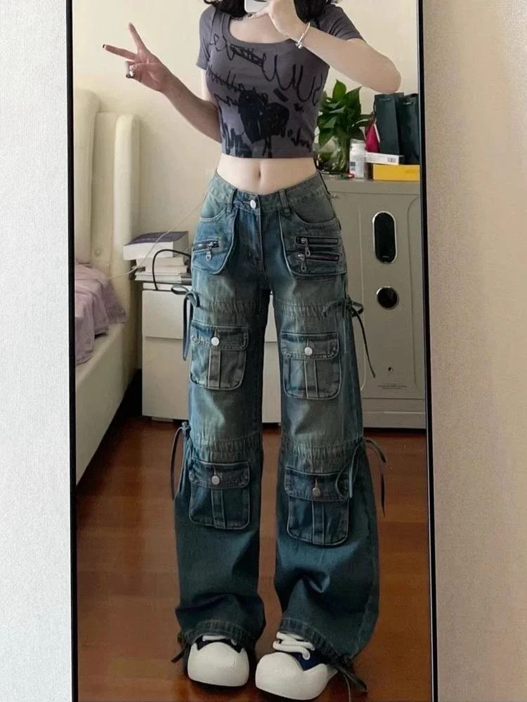 American Vintage Jeans High Waist Design Draw String Pockets Patchwork Pantalones De Mujer Y2k Harajuku Vintage Loose Clothing
American Vintage Jeans High Waist Design Draw String Pockets Patchwork Pantalones De Mujer Y2k Harajuku Vintage Loose Clothing