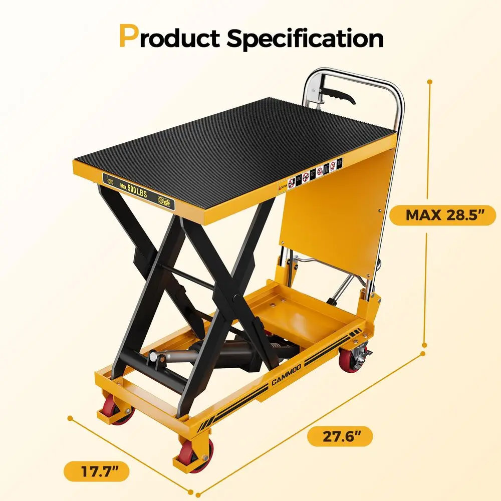 Foldable Hydraulic Lift Table Cart, 500lbs Capacity, 28.5 Lifting Height, Single Scissor Lift with NonSlip Pad amp Thickened Sc
Foldable Hydraulic Lift Table Cart, 500lbs Capacity, 28.5 Lifting Height, Single Scissor Lift with NonSlip Pad amp Thickened Sc