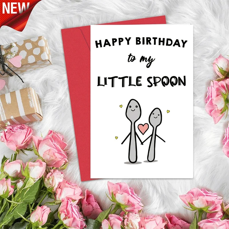 Happy Birthday Card to My Little Spoon, Cute Couple Spoon Themed Birthday Greeting Card for Lover
Happy Birthday Card to My Little Spoon, Cute Couple Spoon Themed Birthday Greeting Card for Lover