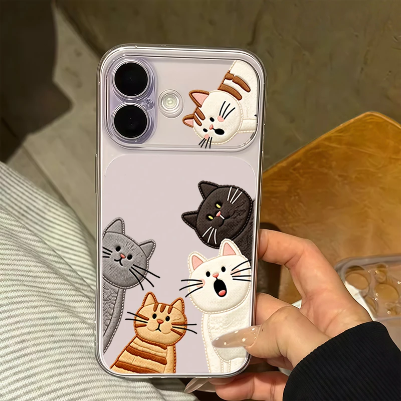 Cute fake Embroidered Cat Case for iPhone 17 16 15 14 13 12 11 Pro Max XS XR X 7 8 Plus SE 2022 Clear Cartoon Kitten Print Cover
Cute fake Embroidered Cat Case for iPhone 17 16 15 14 13 12 11 Pro Max XS XR X 7 8 Plus SE 2022 Clear Cartoon Kitten Print Cover