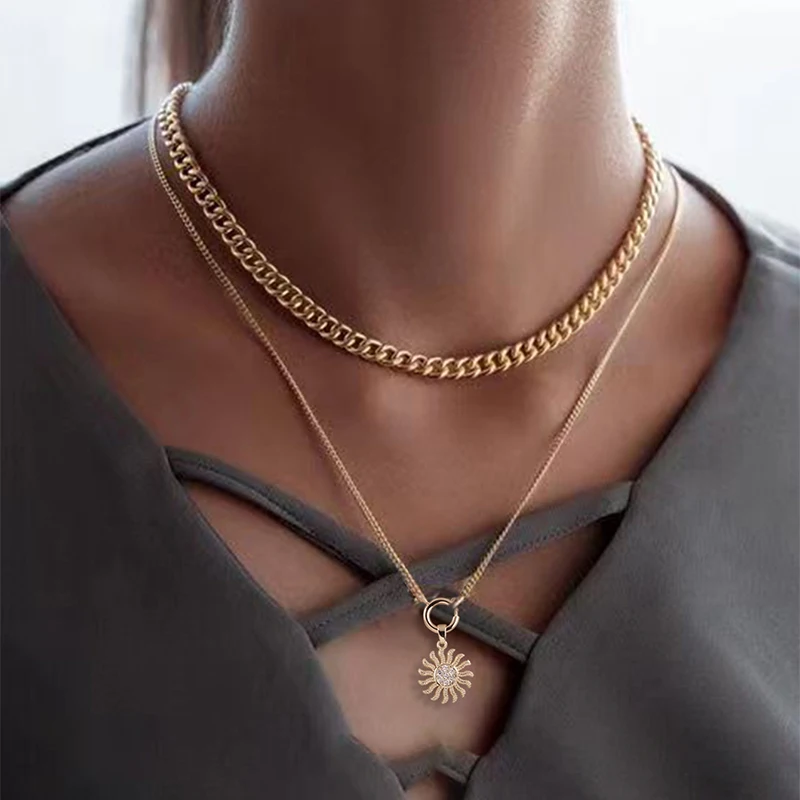 2 Layer Stacked Round Buckle Sun Zircon Pendant Necklace Vacation Party Concert Daily Shopping Versatile Fashion Niche Necklace
2 Layer Stacked Round Buckle Sun Zircon Pendant Necklace Vacation Party Concert Daily Shopping Versatile Fashion Niche Necklace