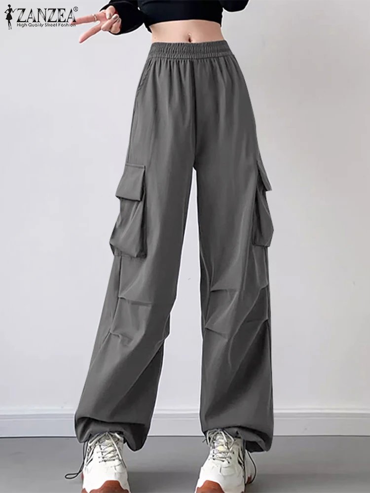 ZANZEA 2025 Summer Pockets Bottoms Women Cargo Pants Casual Loose Solid Color Elastic Waisted Pantalons Holiday Straight Trouser
ZANZEA 2025 Summer Pockets Bottoms Women Cargo Pants Casual Loose Solid Color Elastic Waisted Pantalons Holiday Straight Trouser