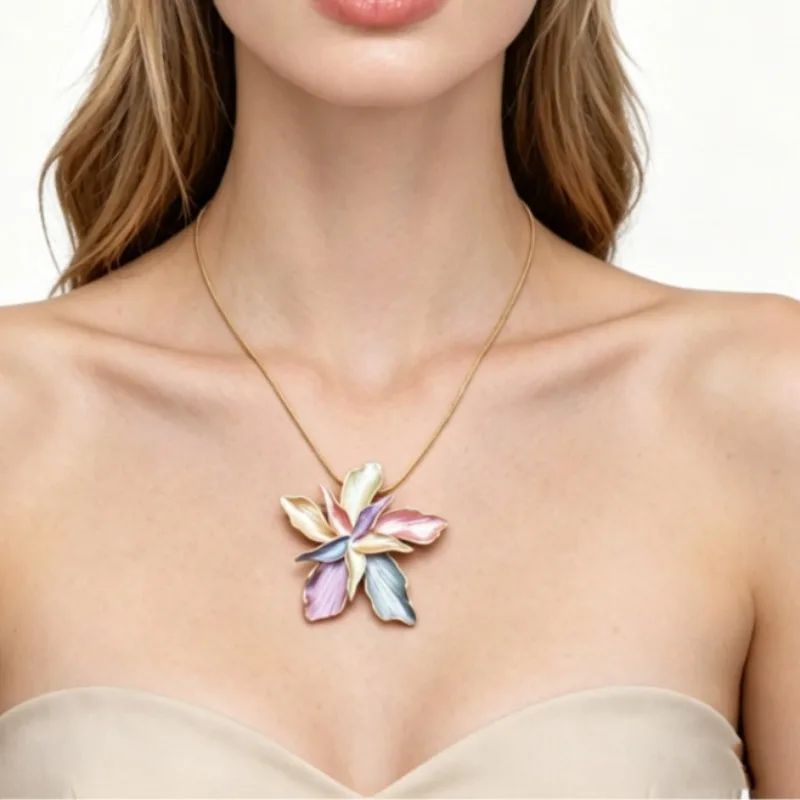 Vintage Multicolor Enamel Flower Pendant Necklace Gold Plated Iris Floral Chain Necklace Adjustable Stackable Chain For Women
Vintage Multicolor Enamel Flower Pendant Necklace Gold Plated Iris Floral Chain Necklace Adjustable Stackable Chain For Women
