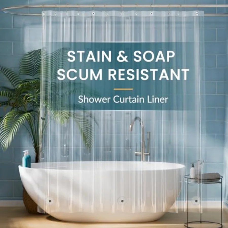 Shower Curtain Liner, Plastic Shower Liner PEVA 72 x 72 Lightweight Waterproof Shower Curtains for Bathroom with Magnets and Ru
Shower Curtain Liner, Plastic Shower Liner PEVA 72 x 72 Lightweight Waterproof Shower Curtains for Bathroom with Magnets and Ru