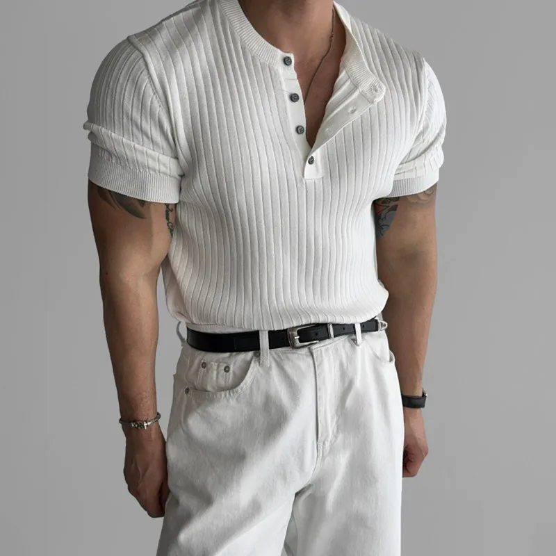 Summer Short Sleeved T-shirt Men Slim Fit Fashion Casual White T Shirt Men Streetwear Korean Black Button T Shirt Mens Top M-3XL
Summer Short Sleeved T-shirt Men Slim Fit Fashion Casual White T Shirt Men Streetwear Korean Black Button T Shirt Mens Top M-3XL