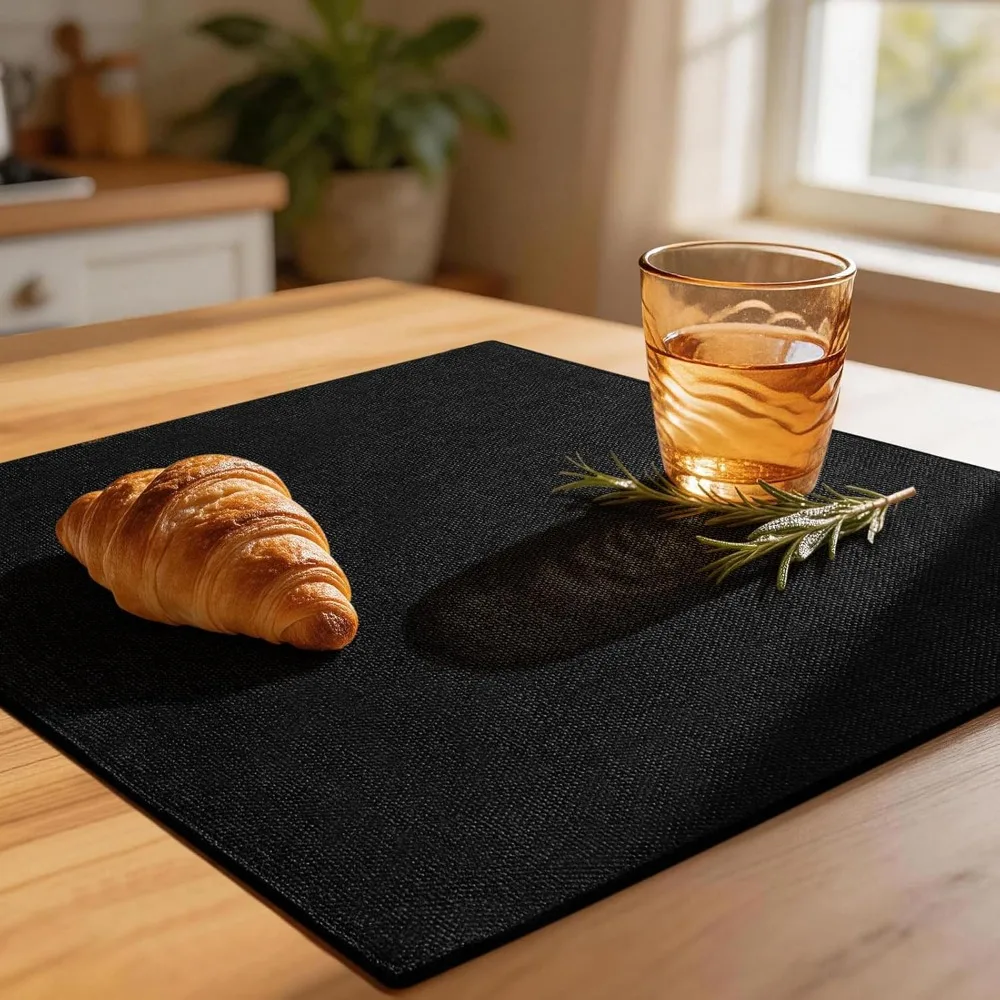 Linen Fabric Placemats Set of 4, Machine Washable, Heat Resistant, Wrinkle Free, Thick Polyester Kitchen Place Mats for Dining Table (Black)
Linen Fabric Placemats Set of 4, Machine Washable, Heat Resistant, Wrinkle Free, Thick Polyester Kitchen Place Mats for Dining Table (Black)