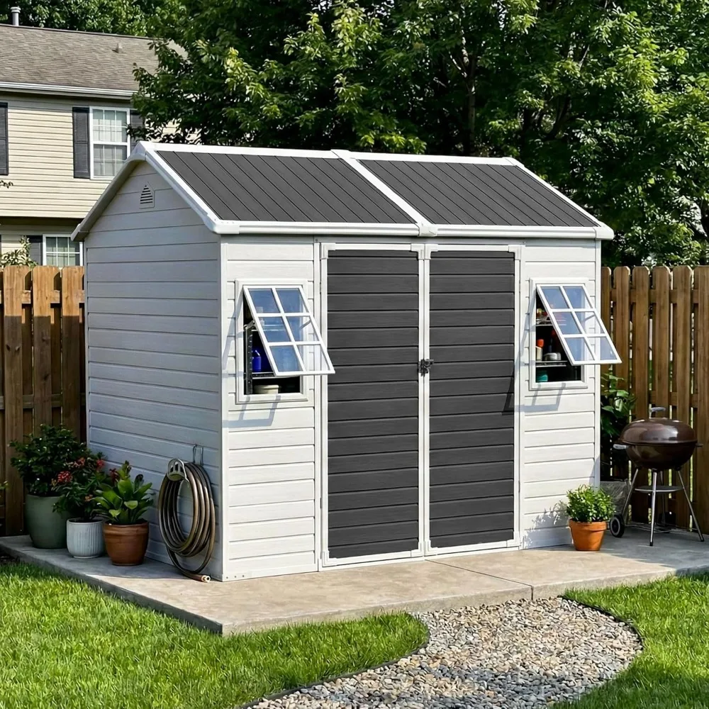 8x6 FT Resin Storage Shed with Floor & Adjustable Windows Large Outdoor Shed Waterproof Plastic Garden Sheds for, Customized
8x6 FT Resin Storage Shed with Floor & Adjustable Windows Large Outdoor Shed Waterproof Plastic Garden Sheds for, Customized