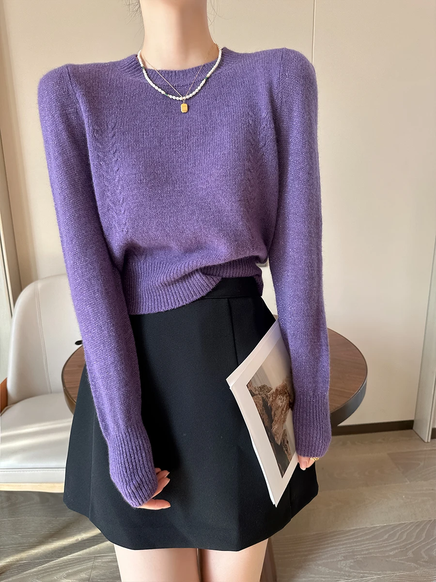 Фиолетовый круглый вязаный свитер Ne Long Sve, женский базовый слой, утягивающий свитер для похудения, осеннее новое поступление
Фиолетовый круглый вязаный свитер Ne Long Sve, женский базовый слой, утягивающий свитер для похудения, осеннее новое поступление