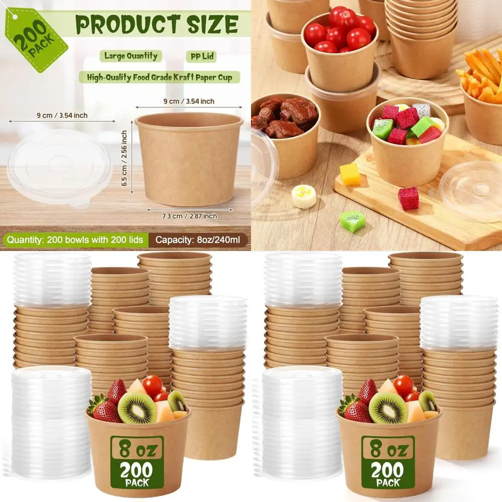 8 oz Disposable Paper Soup Containers with Vented Lids for Desserts, Ice Cream, and Restaurant Use
8 oz Disposable Paper Soup Containers with Vented Lids for Desserts, Ice Cream, and Restaurant Use